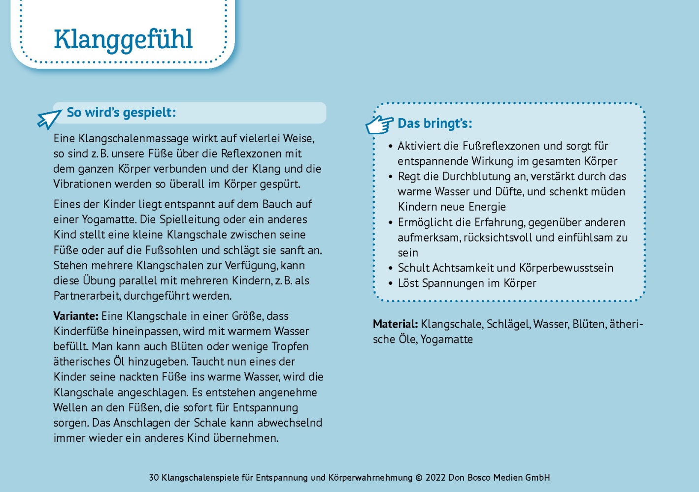 30 Klangschalenspiele für Entspannung und Körperwahrnehmung