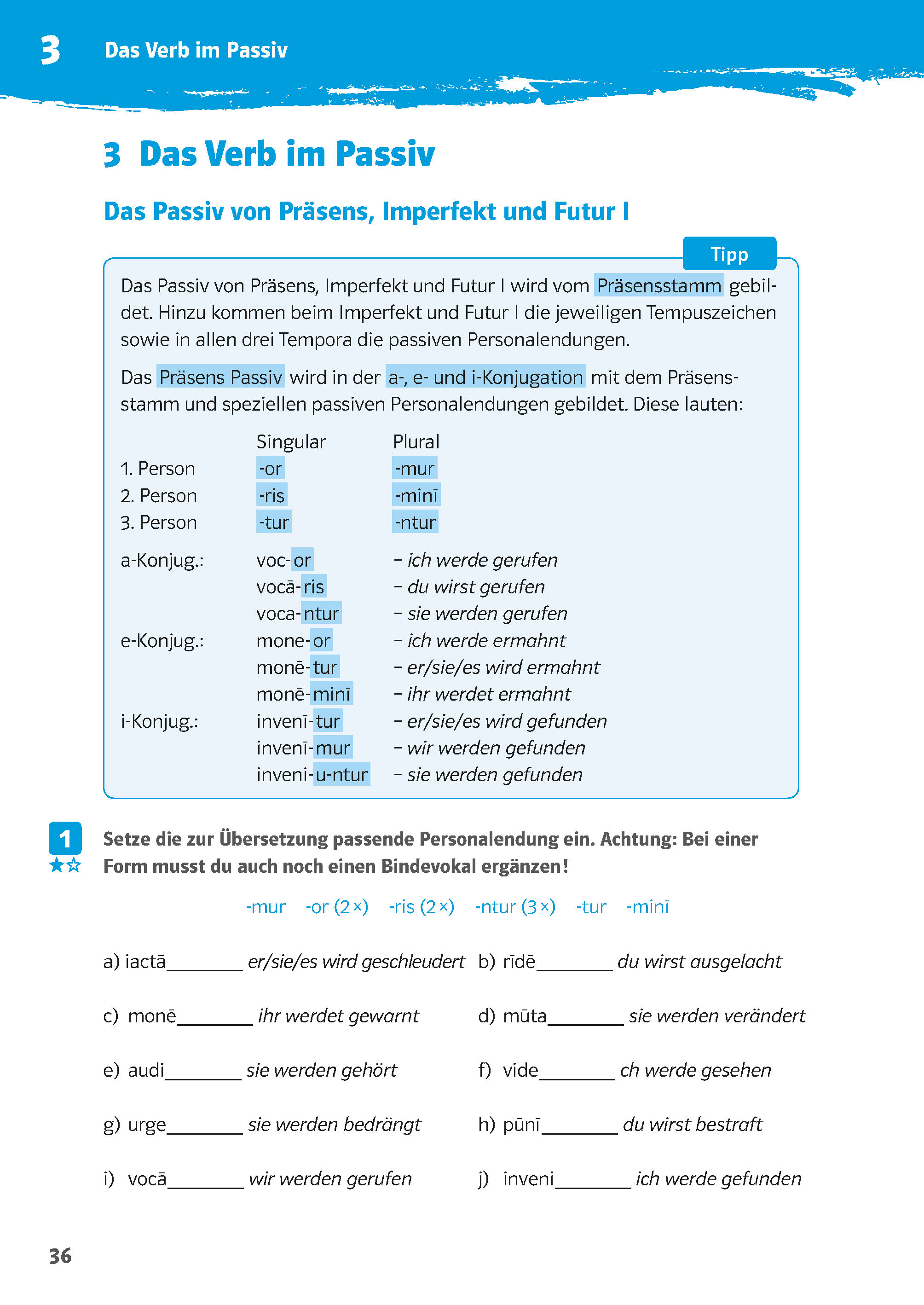 Klett 10-Minuten-Training Latein Grammatik Verben konjugieren 1./2. Lernjahr