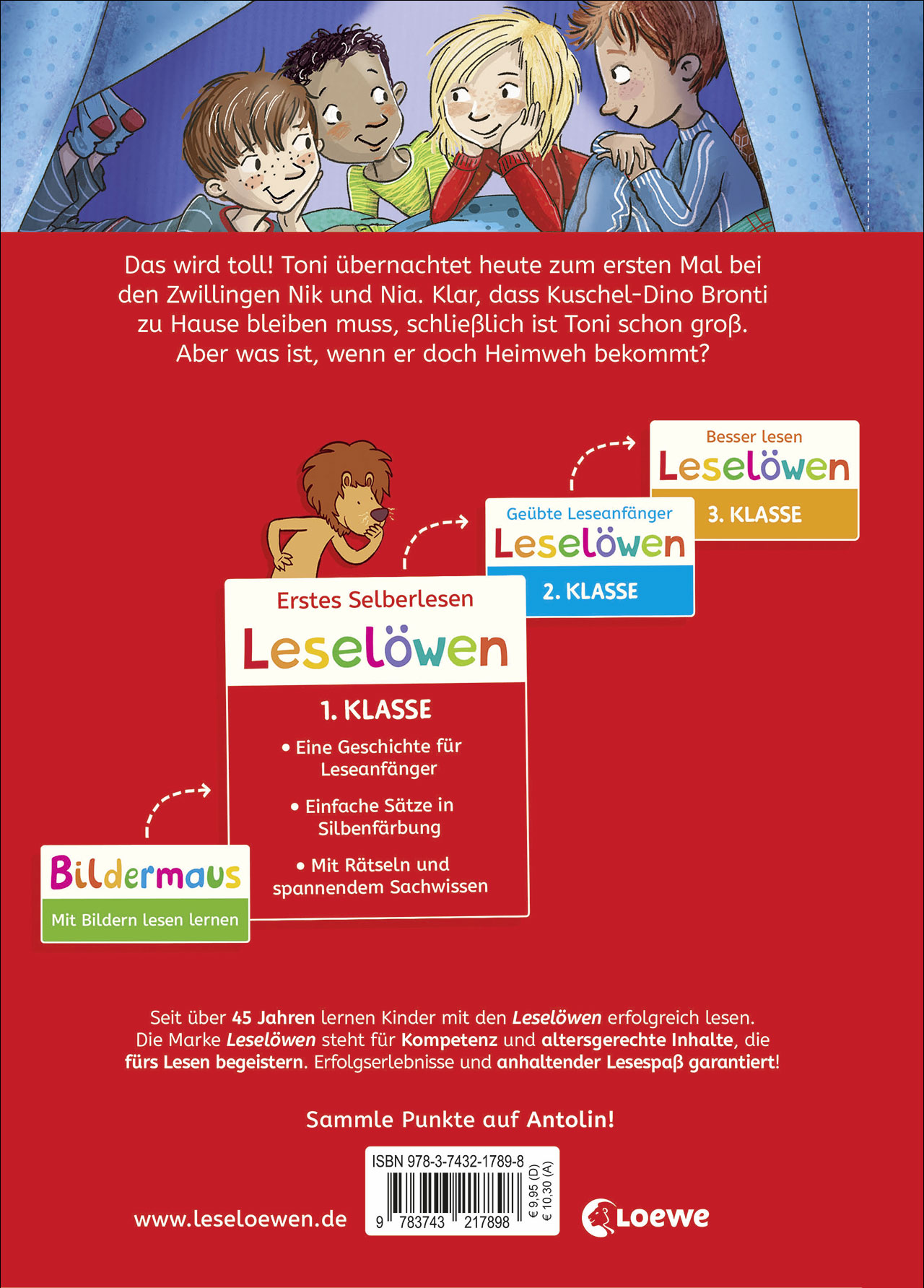 Leselöwen 1. Klasse - Toni übernachtet woanders