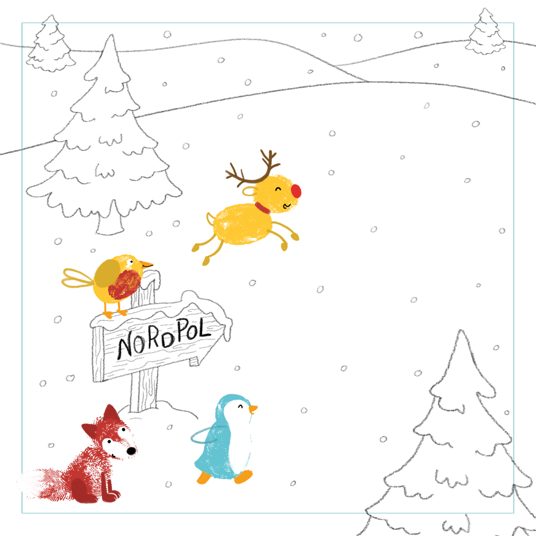 Fingerstempeln. Bastelblock Weihnachten