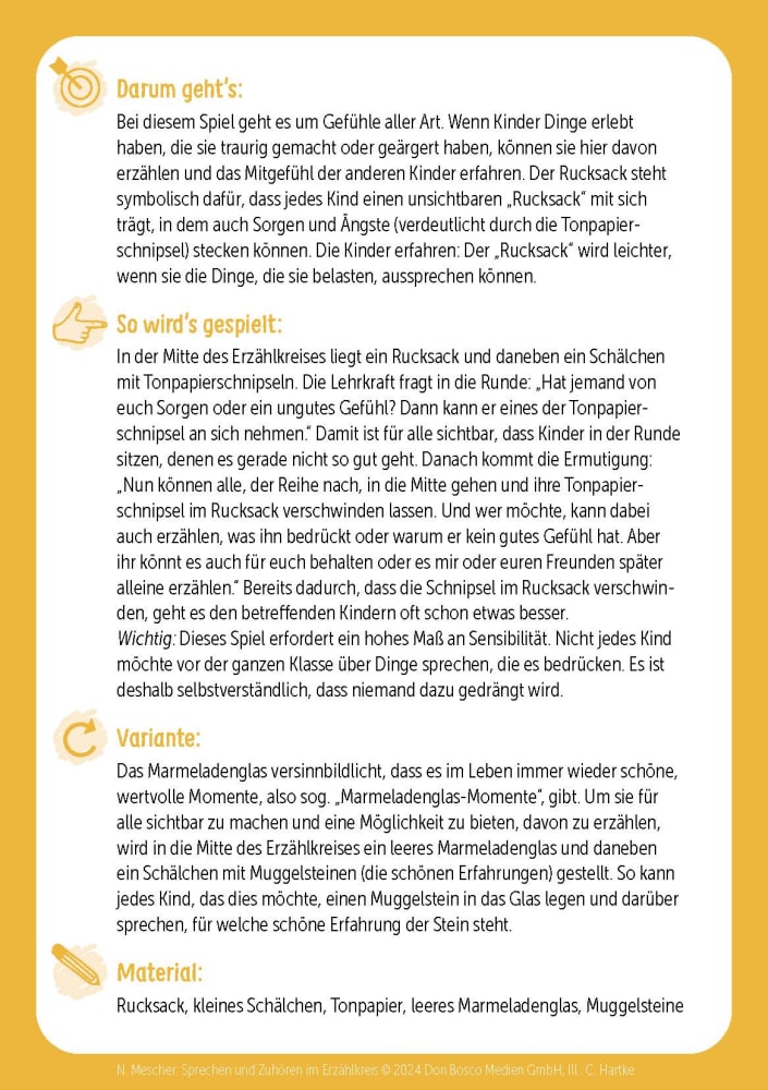 Sprechen und Zuhören im Erzählkreis. 30 Bildkarten mit Erzählspielen für die Grundschule