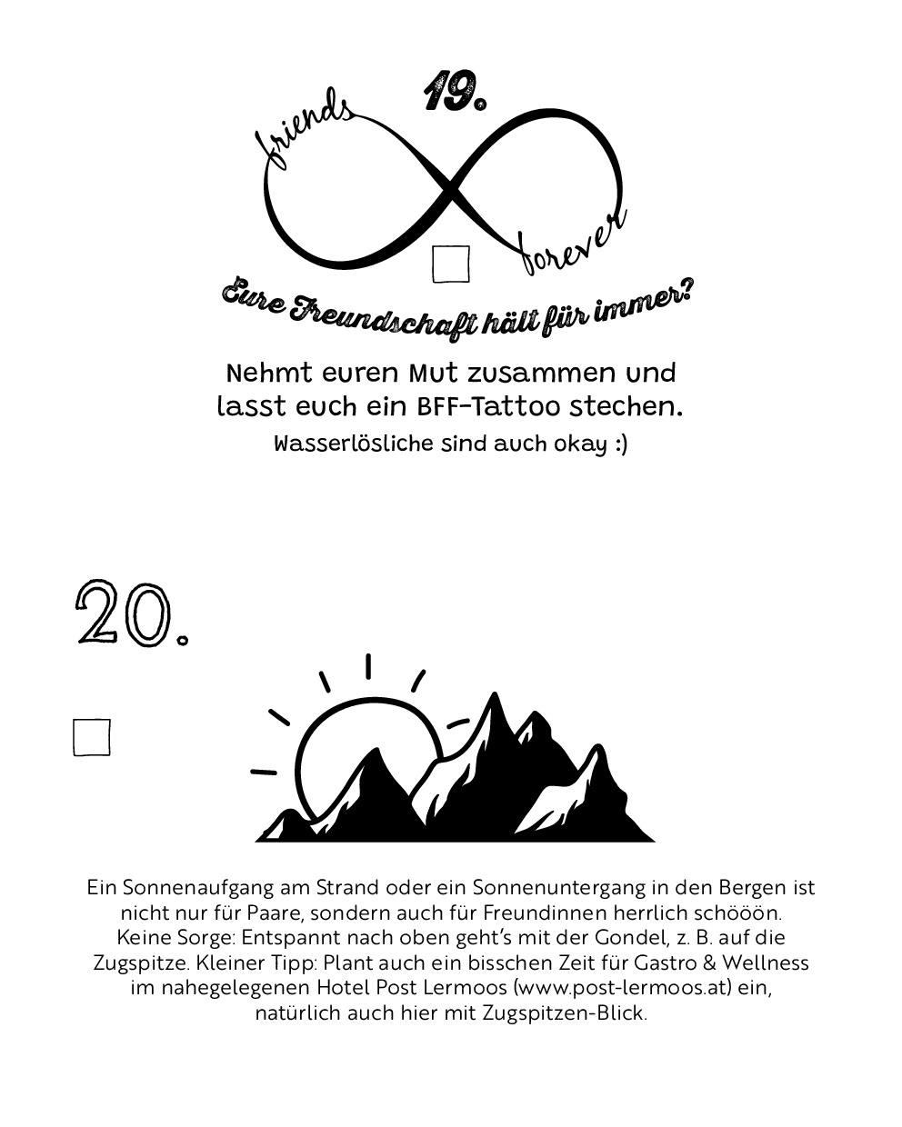 Die Bucket List für Freundinnen