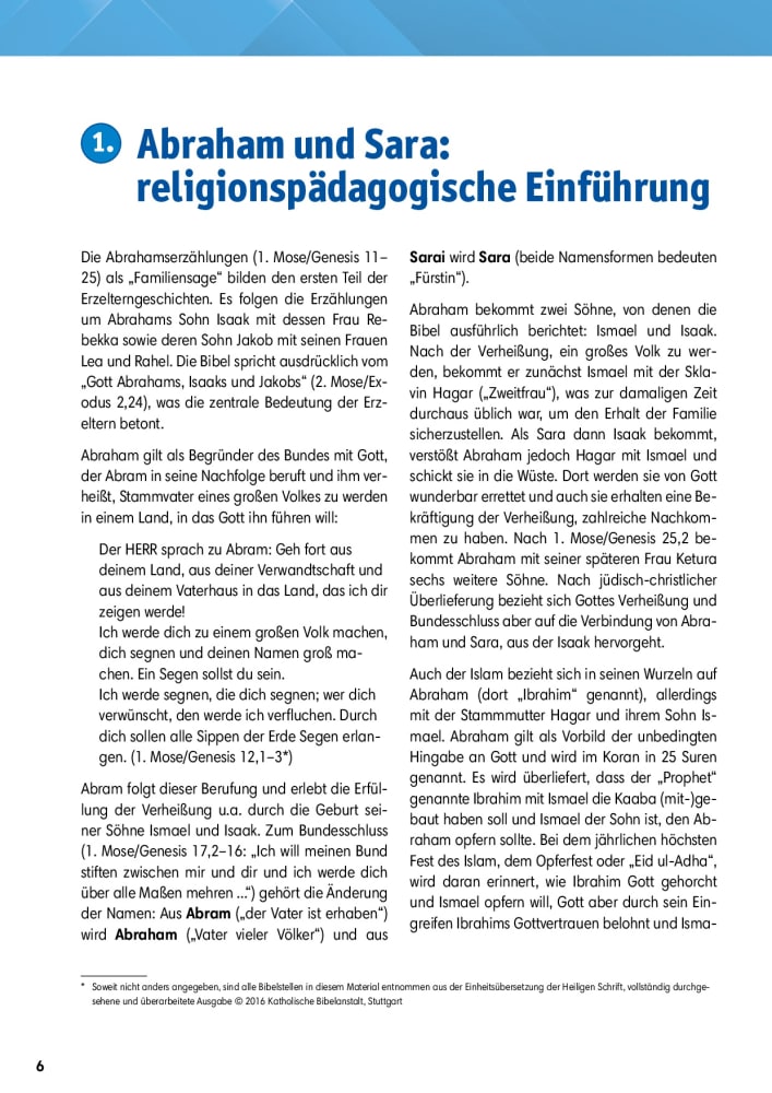 Arbeitsmaterial Grundschule. Stationenlernen Religion: Abraham und Sara