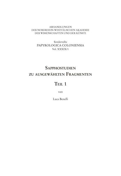 Sapphostudien zu ausgewählten Fragmenten