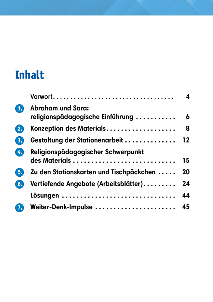 Arbeitsmaterial Grundschule. Stationenlernen Religion: Abraham und Sara