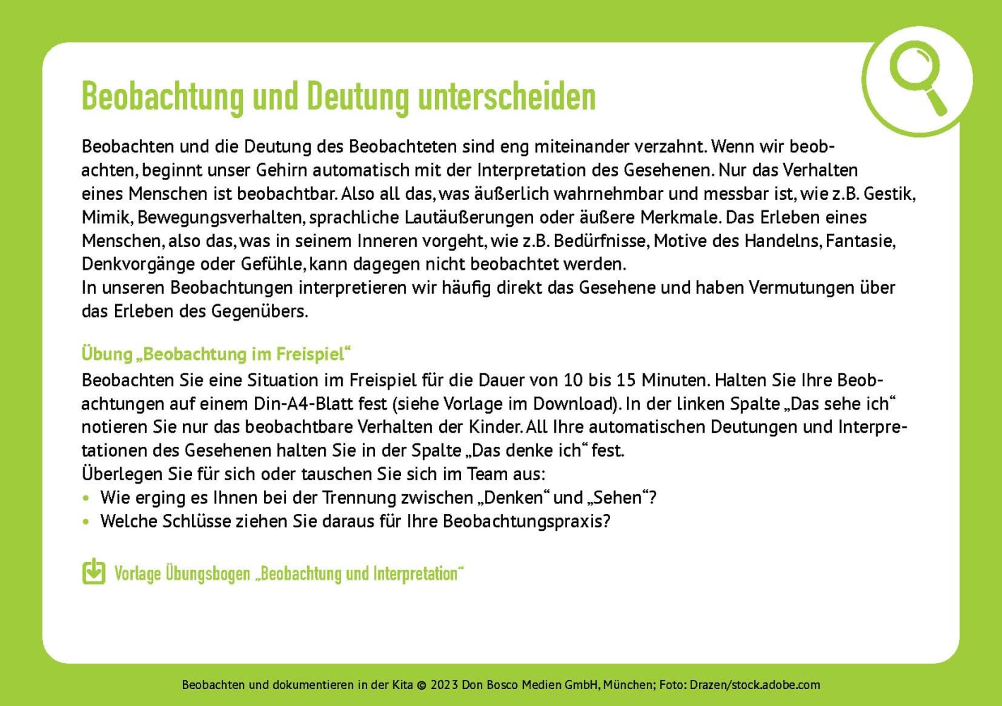 Beobachten und dokumentieren in der Kita
