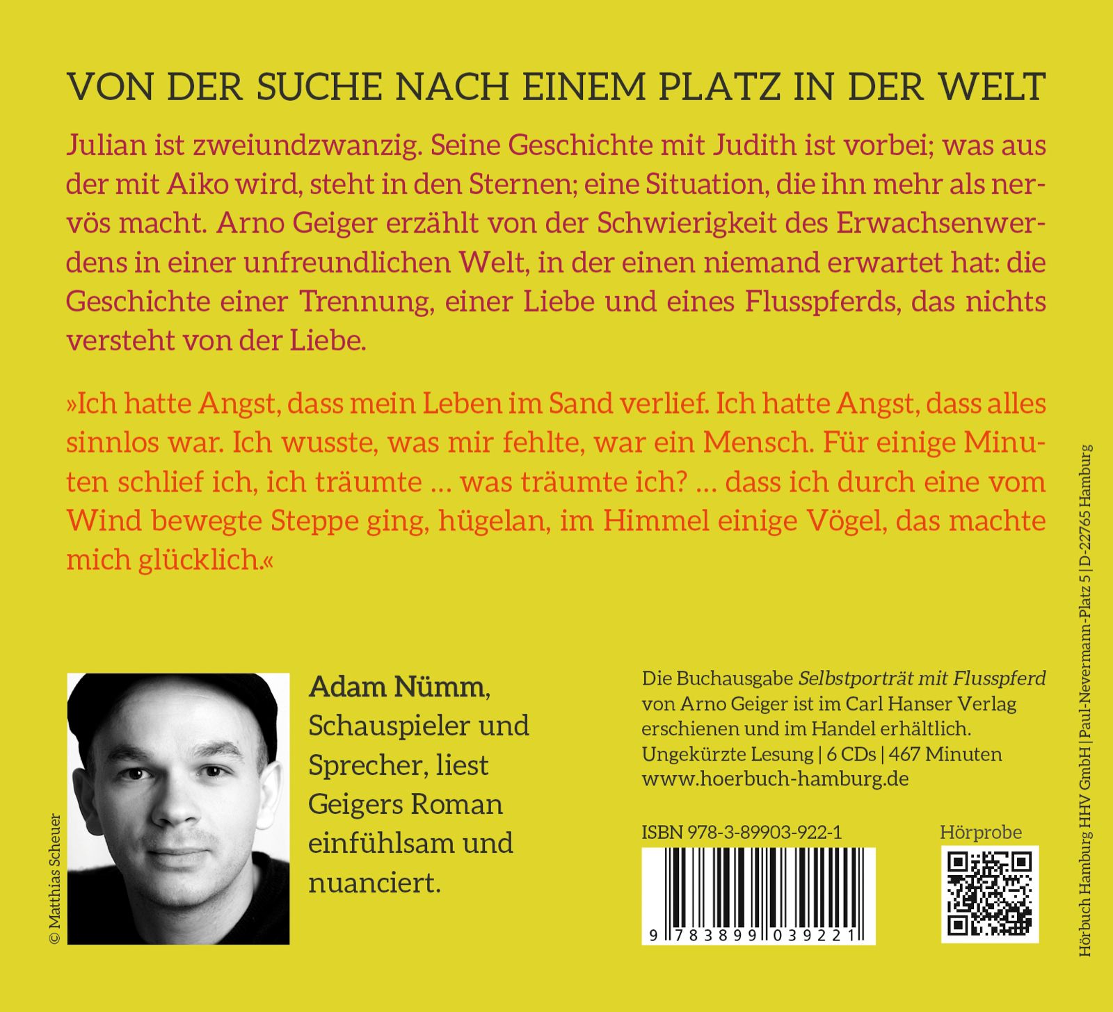 Selbstporträt mit Flusspferd (Audio-CD)