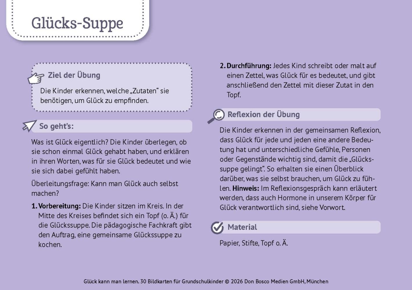 Glück kann man lernen. 30 Bildkarten für Grundschulkinder
