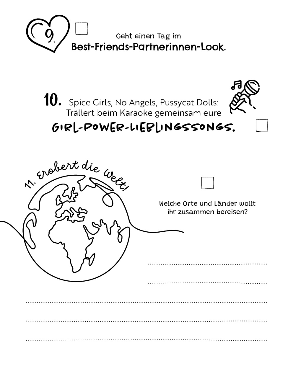 Die Bucket List für Freundinnen
