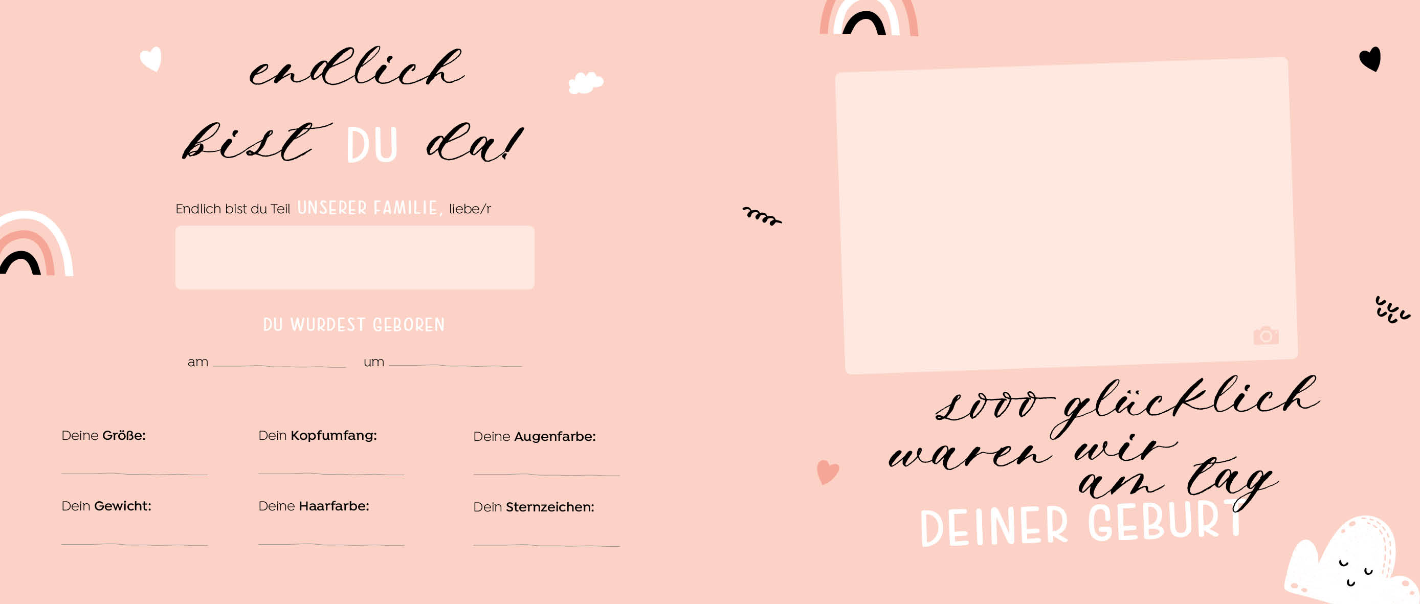 Kleines Wunder, großes Glück – Babyalbum für dein erstes Jahr (Handlettering)