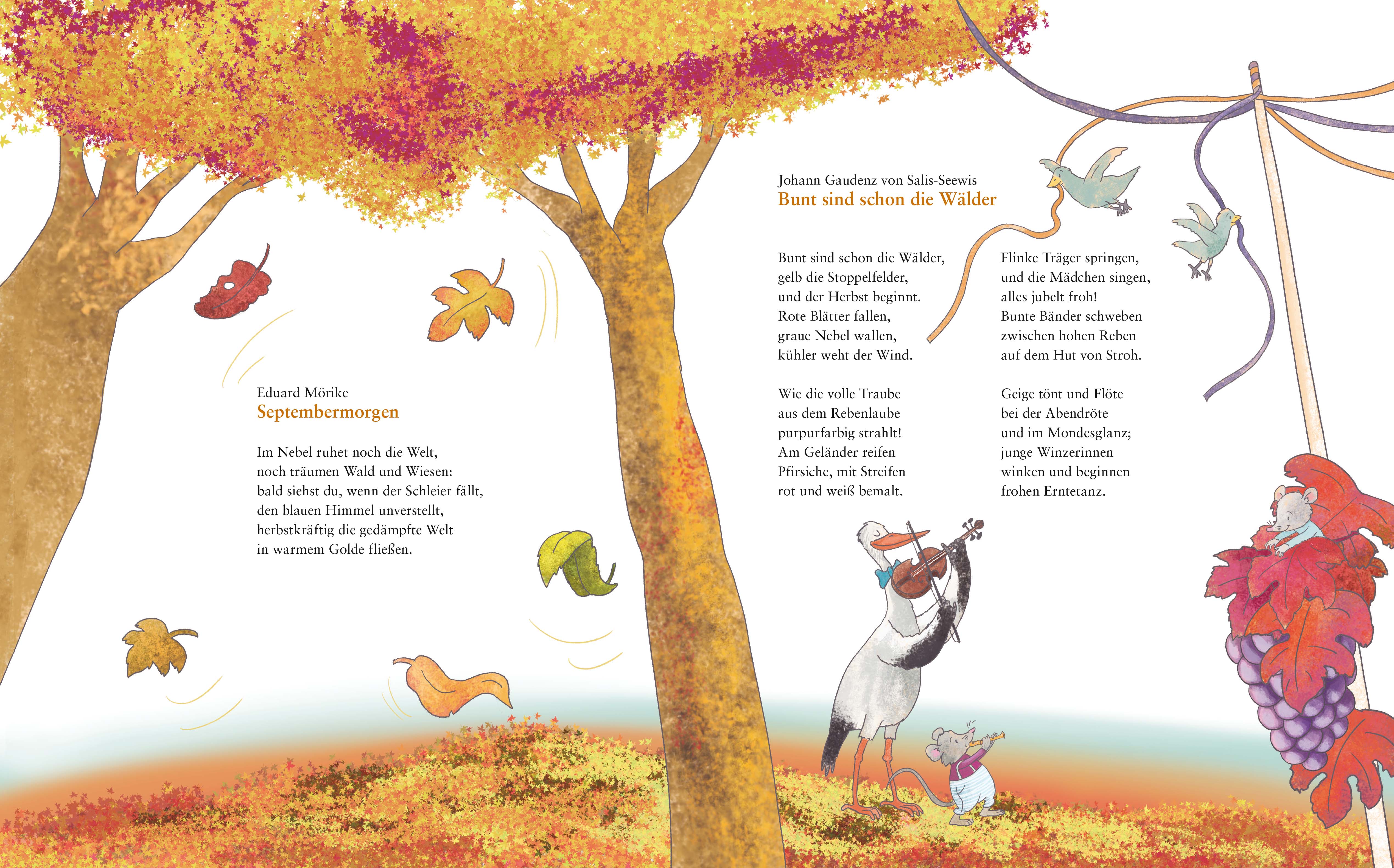 Herbstlaub und Laternenlicht