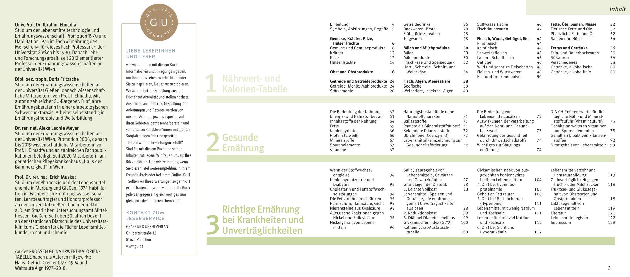 Die große GU Nährwert-Kalorien-Tabelle 2024/25
