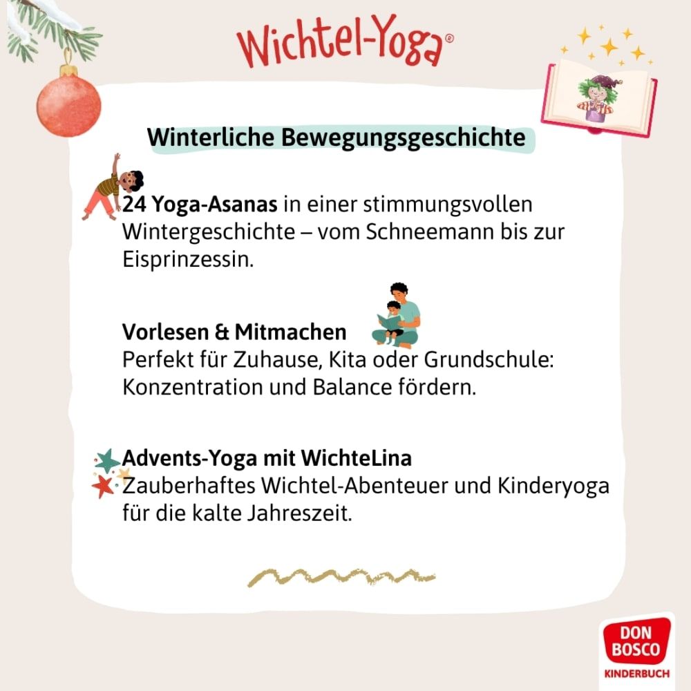 Wichtel-Yoga im Winterwald. Bilderbuch