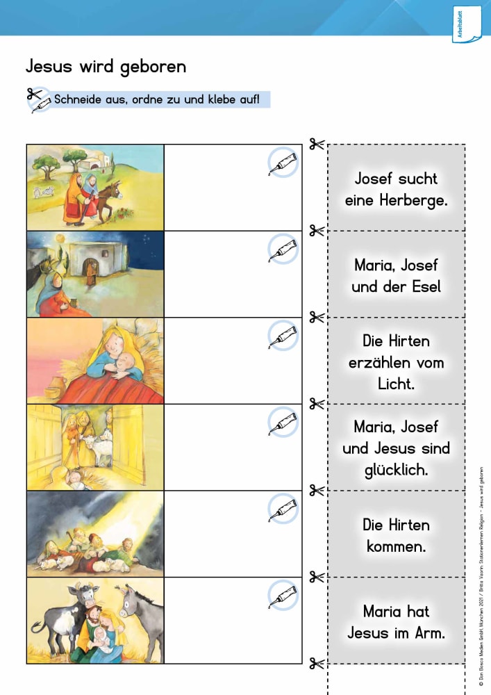 Arbeitsmaterial Grundschule. Stationenlernen Religion: Jesus wird geboren